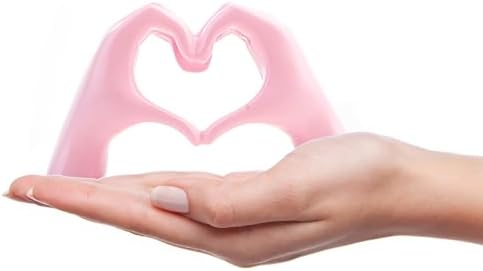 Small Heart Hands Sculpture Decor for Living Room Bedroom Bookshelf Coffe Table and Office Display, Love Finger Statue Modern Aesthetic Home Decor, Unique Gift for Wedding Christmas Birthday (Pink)