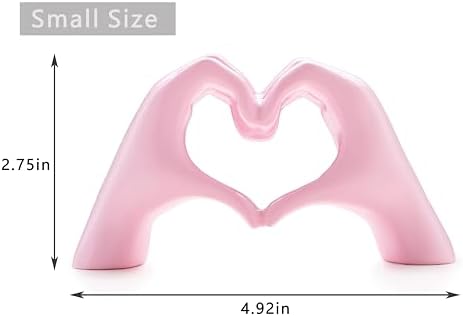 Small Heart Hands Sculpture Decor for Living Room Bedroom Bookshelf Coffe Table and Office Display, Love Finger Statue Modern Aesthetic Home Decor, Unique Gift for Wedding Christmas Birthday (Pink)