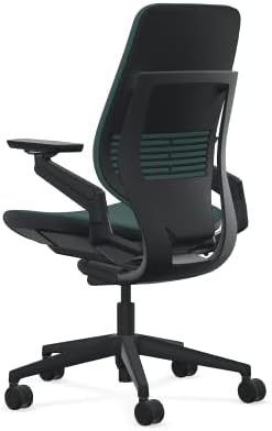 Steelcase Gesture Office Chair - Cogent: Connect Peacock Fabric, Low Seat Height, Shell Back, Black on Black Frame, Lumbar Support, and Hard Floor Casters
