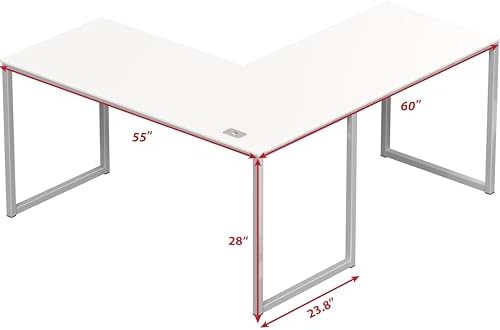 SHW Mission 55 x 60 L-Shape Home Office Computer Desk, White