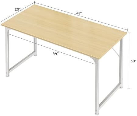 Huuger Computer Desk, 48 Inch Office Desk, Gaming Desk with Storage, Writing Desk Work Desk for Home Office, Study, Modern Simple Desk, Large Legroom, Metal Frame, Maple