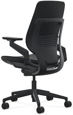 Steelcase Gesture Office Chair - Era Onyx Fabric, Low Seat Height, Shell Back, Black on Black Frame, Lumbar Support, and Hard Floor Casters