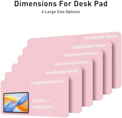 Aothia Faux Leather Desk Mat - Large Mouse Pad, Non-Slip PU Leather Blotter, Waterproof Writing Surface for Office and Home (Fairy Pink, 42" x 17")