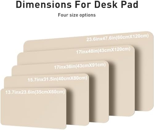 Aothia Faux Leather Desk Mat – Large Mouse Pad, Non-Slip PU Leather Blotter, Waterproof Writing Surface for Office and Home (Beige, 47.2" x 23.6")
