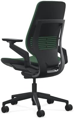 Steelcase Gesture Office Chair - Cogent: Connect Lizard Fabric, Low Seat Height, Shell Back, Black on Black Frame, Lumbar Support, and Hard Floor Casters