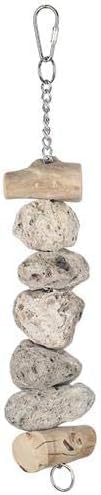 Exotic Nutrition Pumice Chew Dangle - Natural Healthy Hanging Cage Accessory Toy - for Squirrels, Degus, Chinchillas, Prairie Dogs, Birds, Rats, Hamsters, Guinea Pigs & Other Small Pets (Dark Gray)