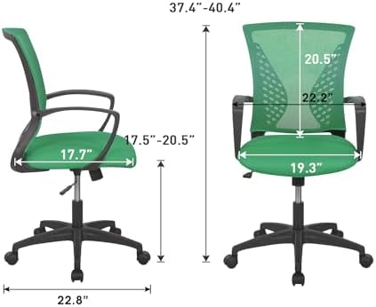 FDW | Mid Back Office Chair | Green | with Lumbar Support, 360 Swivel