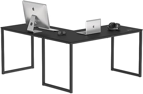 SHW Mission 55 x 60 L-Shape Home Office Computer Desk, Black