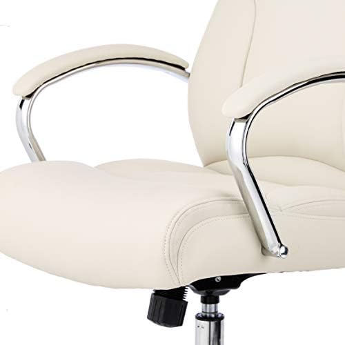 Amazon Basics Executive Desk Chair with Easy Assembly, Adjustable Height, 275lb Capacity, Oversized Cushion, 29.13"D x 25.2"W x 43.11"H, Ivory Bonded Leather