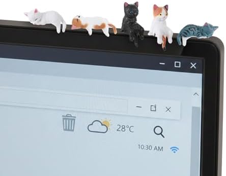 8Pcs Cat Desk Accessories, Cute Resin Mini Cat Desk Figurines for Monitor, Car Dashboard & Desk-Decor, Adorable Mini Cats Figurines for Office Car Home Decor, Ideal Gift for Cats Lovers