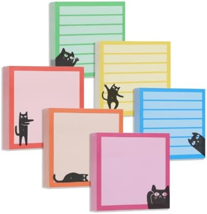 Mr. Pen- Black Cat Sticky Notes Set, 3" x 3", 6 Pads, 480 Sheets