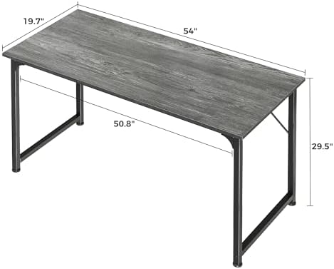 Huuger Modern Simple Office Desk, 55 Inch, Gaming & Work Desk with Storage, Large Legroom, Metal Frame, Grey