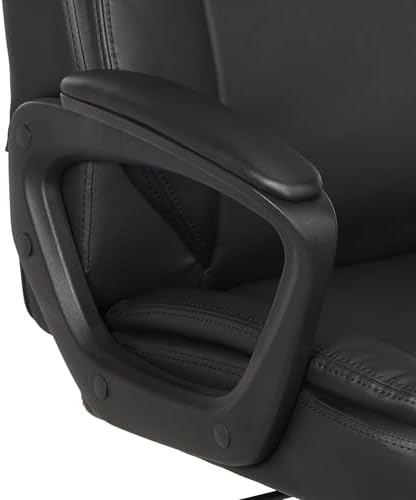 Amazon Basics Classic Puresoft PU Padded Mid-Back Office Desk Chair with Armrest, Easy Assembly, Sturdy Metal Base, Wheels, 275lb Support, 26"D x 23.75"W x 42"H, Black