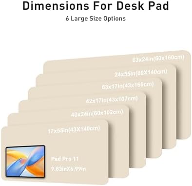 Aothia Faux Leather Desk Mat - Large Mouse Pad, Non-Slip PU Leather Blotter, Waterproof Writing Surface for Office and Home (Beige, 63" x 17")