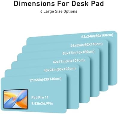 Aothia Faux Leather Desk Mat - Large Mouse Pad, Non-Slip PU Leather Blotter, Waterproof Writing Surface for Office and Home (Blue Topaz, 40" x 24")