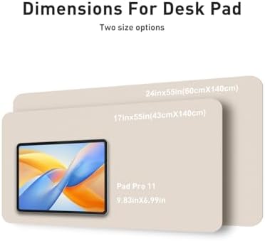 Aothia Faux Leather Desk Mat - Non-Slip PU Leather Desk Blotter, Waterproof Writing Surface, Large Desk Pad for Office & Home (Eggshell, 55" x 17")