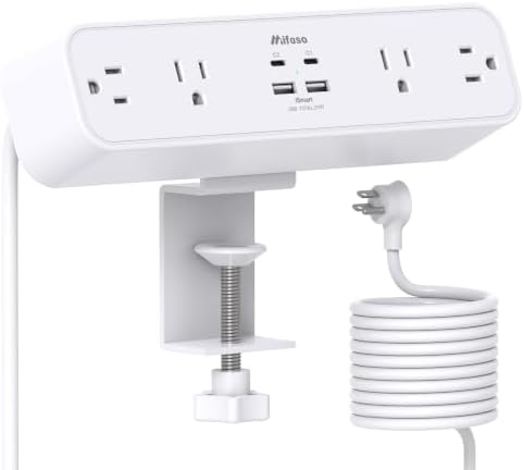Mifaso PD20W USB C Desk Clamp Power Strip, 1080J Surge Protector