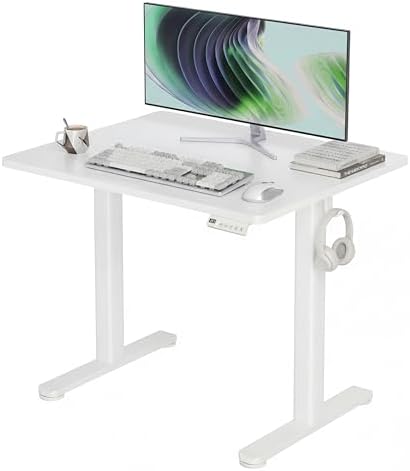 Claiks Electric Height Adjustable Standing Desk, 32x19 Inch, White