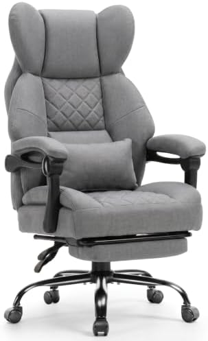 GTPLAYER Big&Tall Ergonomic Gaming Chair, Wide Spring Seat, Linkage Armrest,Gray