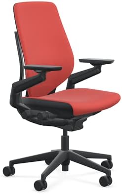 Steelcase Gesture Office Chair - Era Saffron Fabric, Medium Seat Height, Shell Back, Black on Black Frame, Lumbar Support, and Standard Carpet Casters