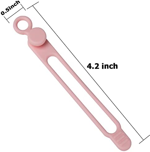 Silicone Cable Ties, Cord Organizer Cable Management(16Pcs-Pink)