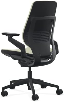 Steelcase Gesture Office Chair - Era Olivine Fabric, Low Seat Height, Shell Back, Black on Black Frame, Lumbar Support, and Hard Floor Casters