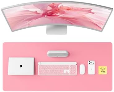 YSAGi Leather Desk Pad Protector, Office Desk Mat, Large Mouse Pad, Non-Slip PU Leather Desk Blotter, Laptop Desk Pad, Waterproof Desk Writing Pad for Office and Home (Pink, 47" x 17")