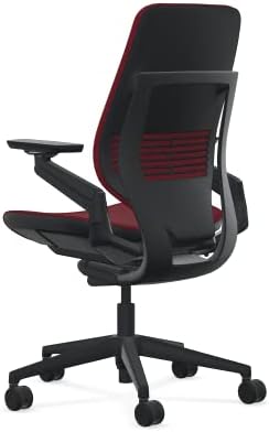 Steelcase Gesture Office Chair - Cogent: Connect Merlot Fabric, Low Seat Height, Shell Back, Black on Black Frame, Lumbar Support, and Hard Floor Casters