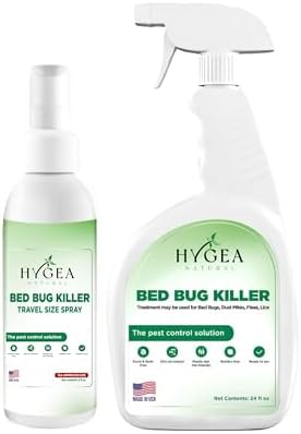 Hygea Natural Bed Bug Killer Spray & Travel Spray kit Duo: 24oz + 3oz