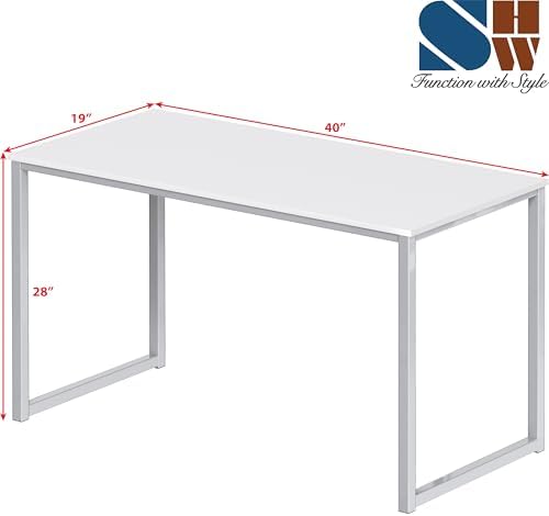 SHW Mission 40-Inch Home Office Computer Desk, White