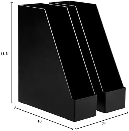 Amazon Basics Plastic Desk Organizer Vertical Magazine Rack and File Holder, Black, 12-Pack