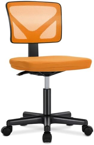 Sweetcrispy Small Armless Desk Chair, Mesh Rolling Office Chairs