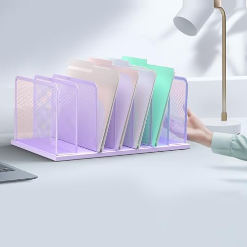 Kuntine.B 7-Section Upright Desk File Organizer Purple 1 Pack