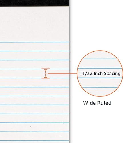Amazon Basics Wide Ruled Lined Writing Note Pads for Office Supplies, 8.5" x 11.75", White, 12-Pack of 50 Perforated Sheets