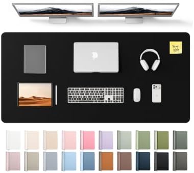 YSAGi Leather Desk Pad Protector, Office Desk Mat, Large Mouse Pad, Non-Slip PU Leather Desk Blotter, Laptop Desk Pad, Waterproof Desk Writing Pad for Office and Home (Black, 55" x 24")