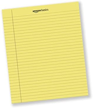 Amazon Basics Legal/Wide Ruled 8.5 x 11.75 inch Legal Pad, Canary, 72 Count (Pack of 12), 50 sheets per pad, 6 packs per carton