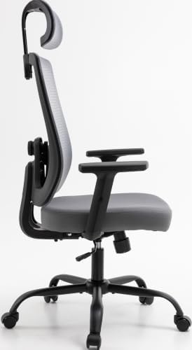Shintenchi Mesh Office Chair, Ergonomic Home Office Desk Chair with Adjustable Lumbar Support, Headrest, 90°-135° Tilt, Computer Chair for Home Office, Gray Task Chair