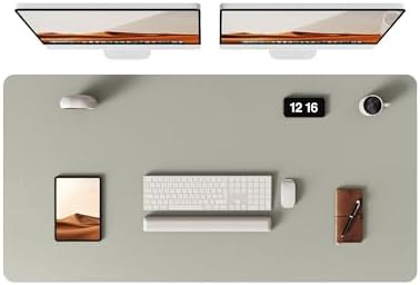 YSAGi Leather Desk Pad Protector, Office Desk Mat, Large Mouse Pad, Non-Slip PU Leather Desk Blotter, Laptop Desk Pad, Waterproof Desk Writing Pad for Office and Home (Olive Beige, 47.2" x 23.21")