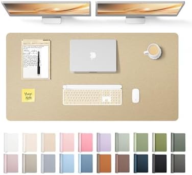 YSAGi Leather Desk Pad Protector, Office Desk Mat, Large Mouse Pad, Non-Slip PU Leather Desk Blotter, Laptop Desk Pad, Waterproof Desk Writing Pad for Office and Home (Gold,47.2" x 23.6")