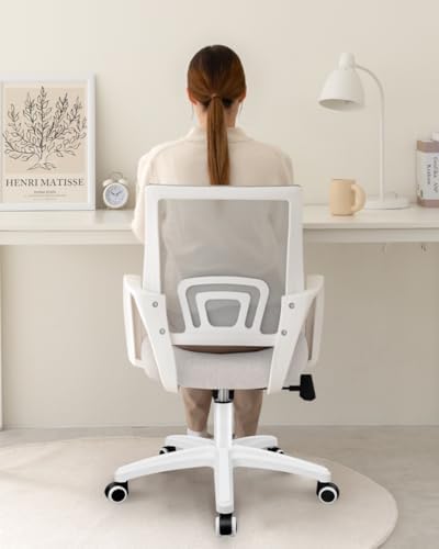 NEO CHAIR Office Computer Chair Ergonomic Mid-Back Mesh Desk Chair, Ivory