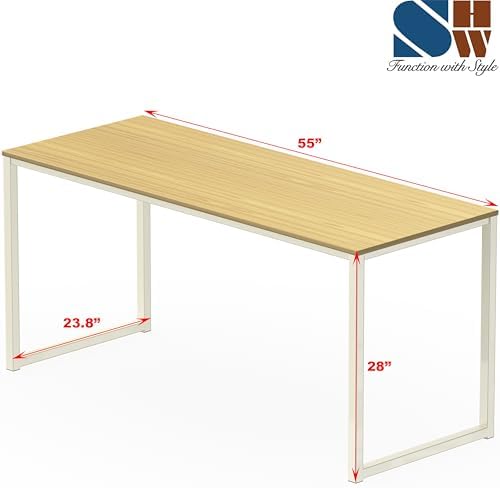 SHW Mission 55-Inch Home Office Computer Desk, Oak