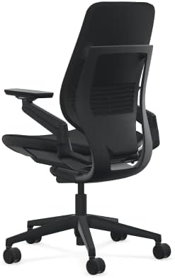 Steelcase Gesture Office Chair - Cogent: Connect Licorice Fabric, Low Seat Height, Shell Back, Black on Black Frame, Lumbar Support, and Hard Floor Casters