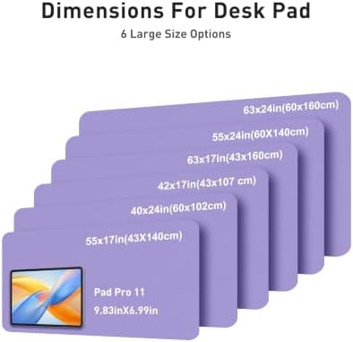 Aothia Faux Leather Desk Mat Mouse Pad, 42" x 17", Light Purple
