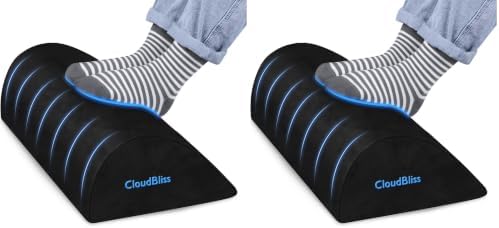 Foot Rest for Under Desk at Work,Office Desk Accessories with Soft Foam and Washable Removable Cover, Foot Stool for Office, Car, Home to Foot Support and Relax Ankles, Black (Pack of 2)