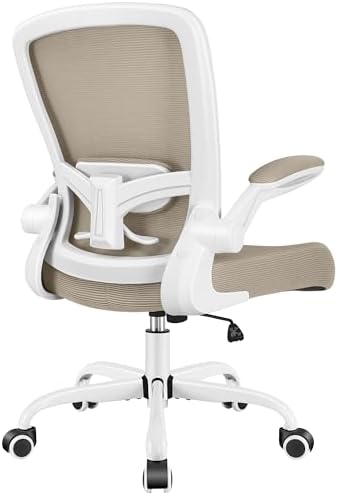 FelixKing Office Chair, Ergonomic Desk Chair Breathable Mesh Chairs Adjustable High Back Lumbar Support Flip-up Armrests, Executive Rolling Swivel Comfy Computer Chairs Home Office Khaki