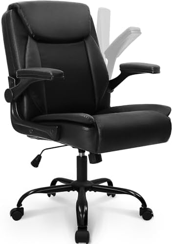 NEO CHAIR PU Leather Office Desk Chair with Adjustable Arms, All Black