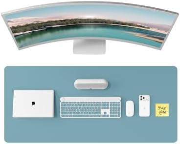 YSAGi Leather Desk Pad Protector, Office Desk Mat, Large Mouse Pad, Non-Slip PU Leather Desk Blotter, Laptop Desk Pad, Waterproof Desk Writing Pad for Office and Home (Aquamarine, 47" x 17")