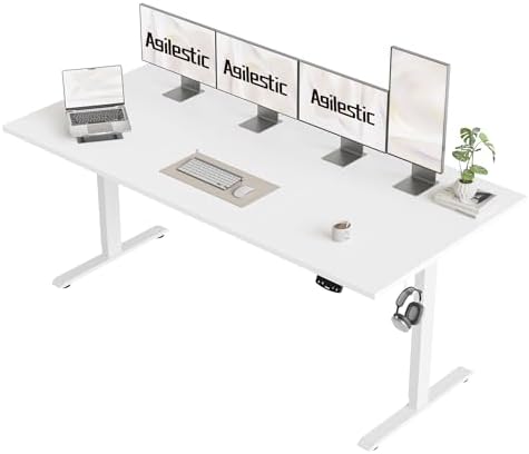 Agilestic 71 * 32 Inch Height Adjustable Electric Standing Desk, White