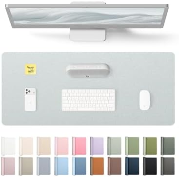 YSAGi Leather Desk Pad Protector, Office Desk Mat, Large Mouse Pad, Non-Slip PU Leather Desk Blotter, Laptop Desk Pad, Waterproof Desk Writing Pad for Office and Home (Silver, 23.6" x 13.8")