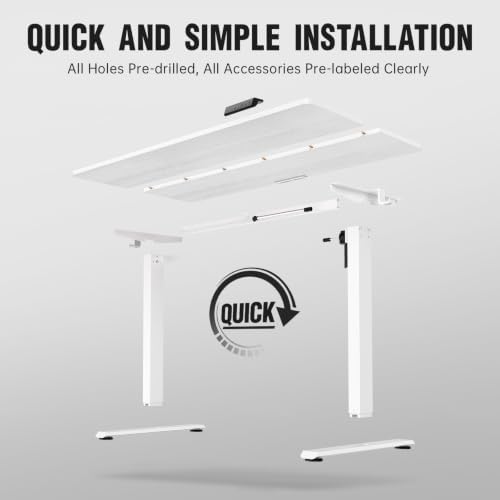 Veken 63×23.6 Inch Large Electric Standing Desk, Gaming Table, White